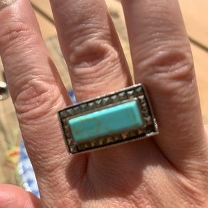 Sterling Silver Turquoise Square Statement Ring